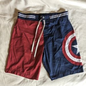 Marvel Captain America Board Shorts Swim Trunks Men's Large